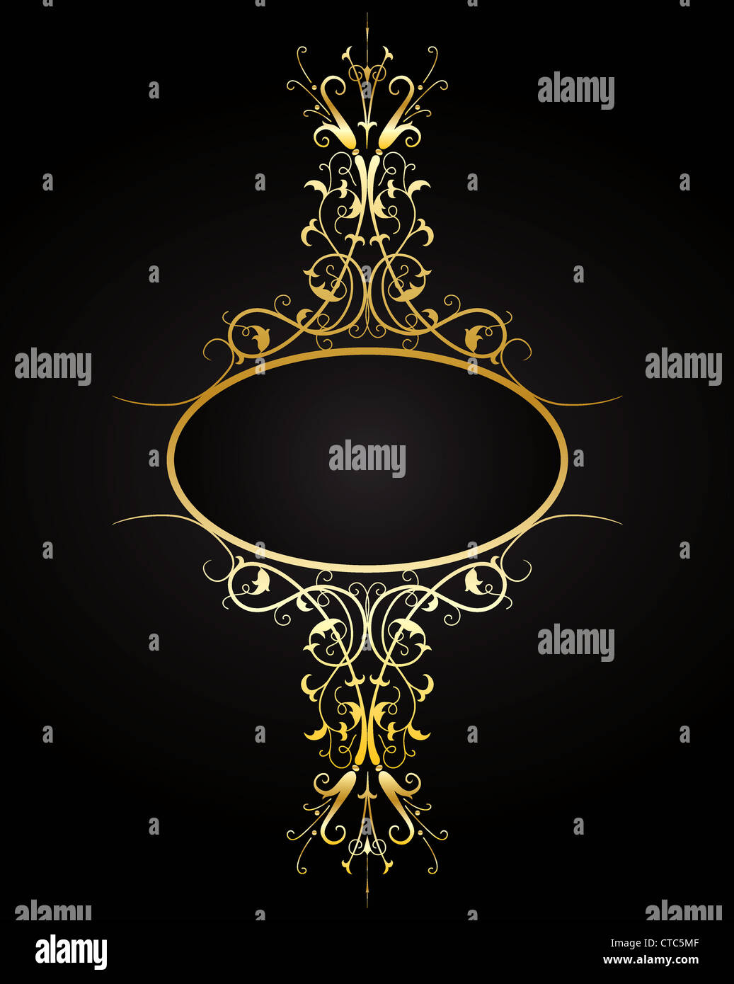 vector illustration of a vintage gold floral frame Stock Photo - Alamy