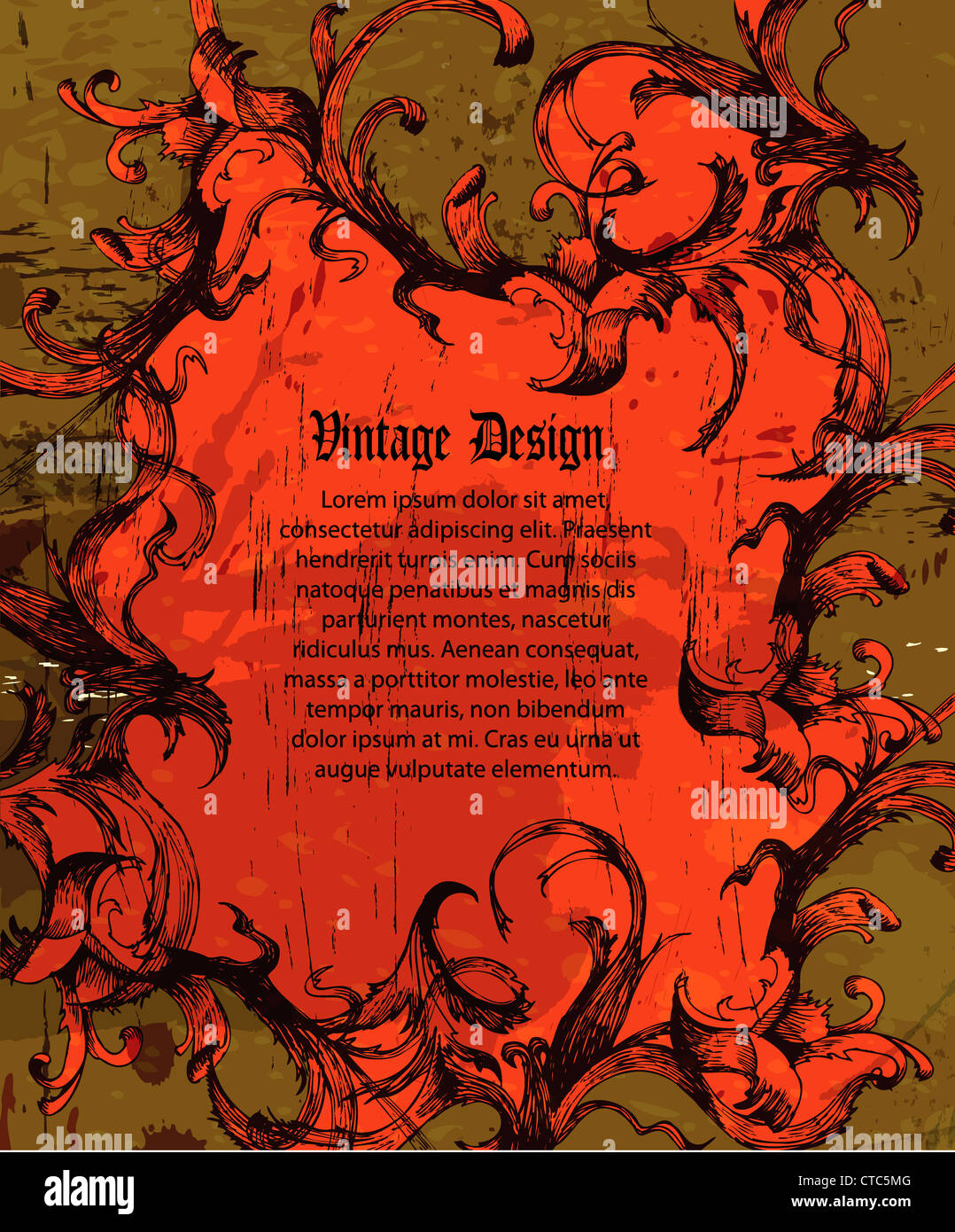 grunge floral frame vector illustration Stock Photo - Alamy