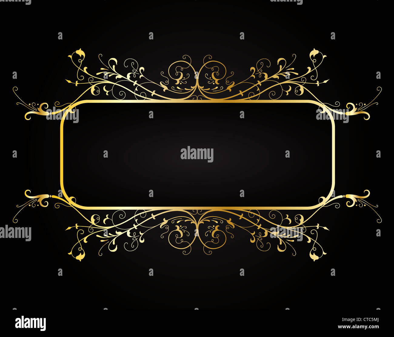 vector illustration of a vintage gold floral frame Stock Photo - Alamy
