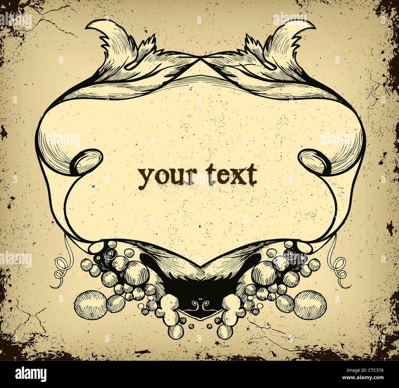 grunge floral frame vector illustration Stock Photo - Alamy