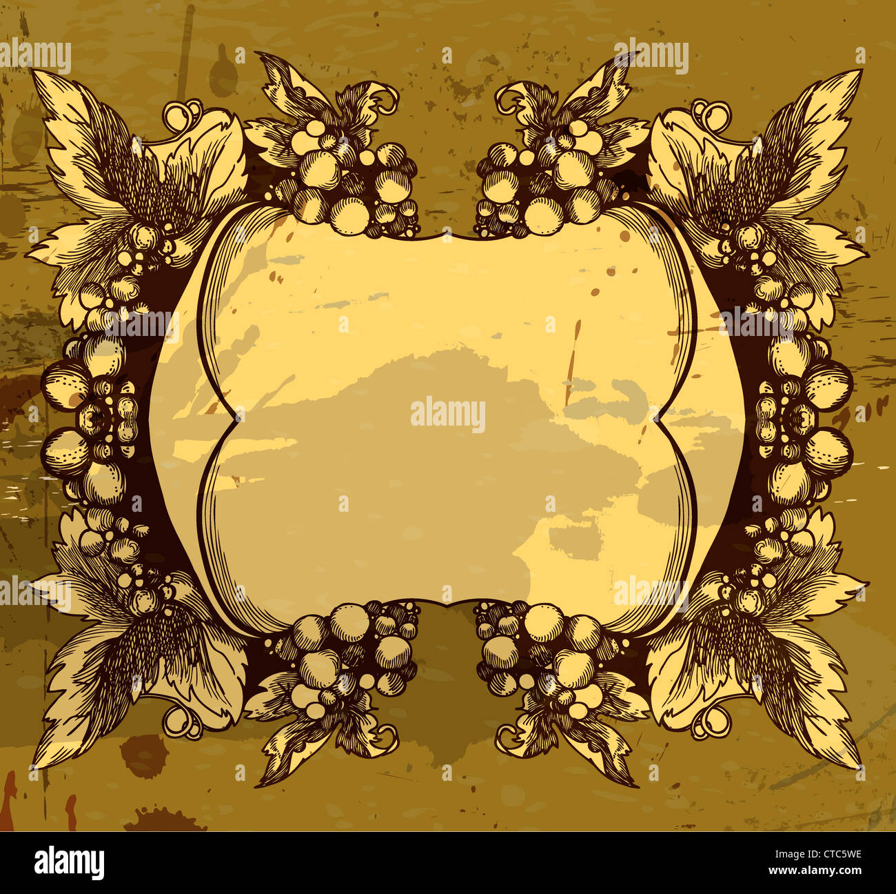 grunge floral frame vector illustration Stock Photo - Alamy