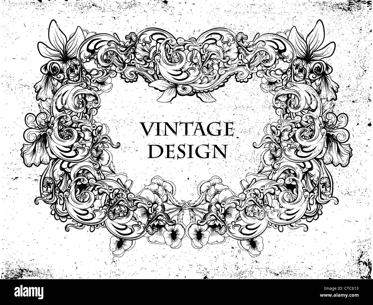 grunge floral frame vector illustration Stock Photo - Alamy