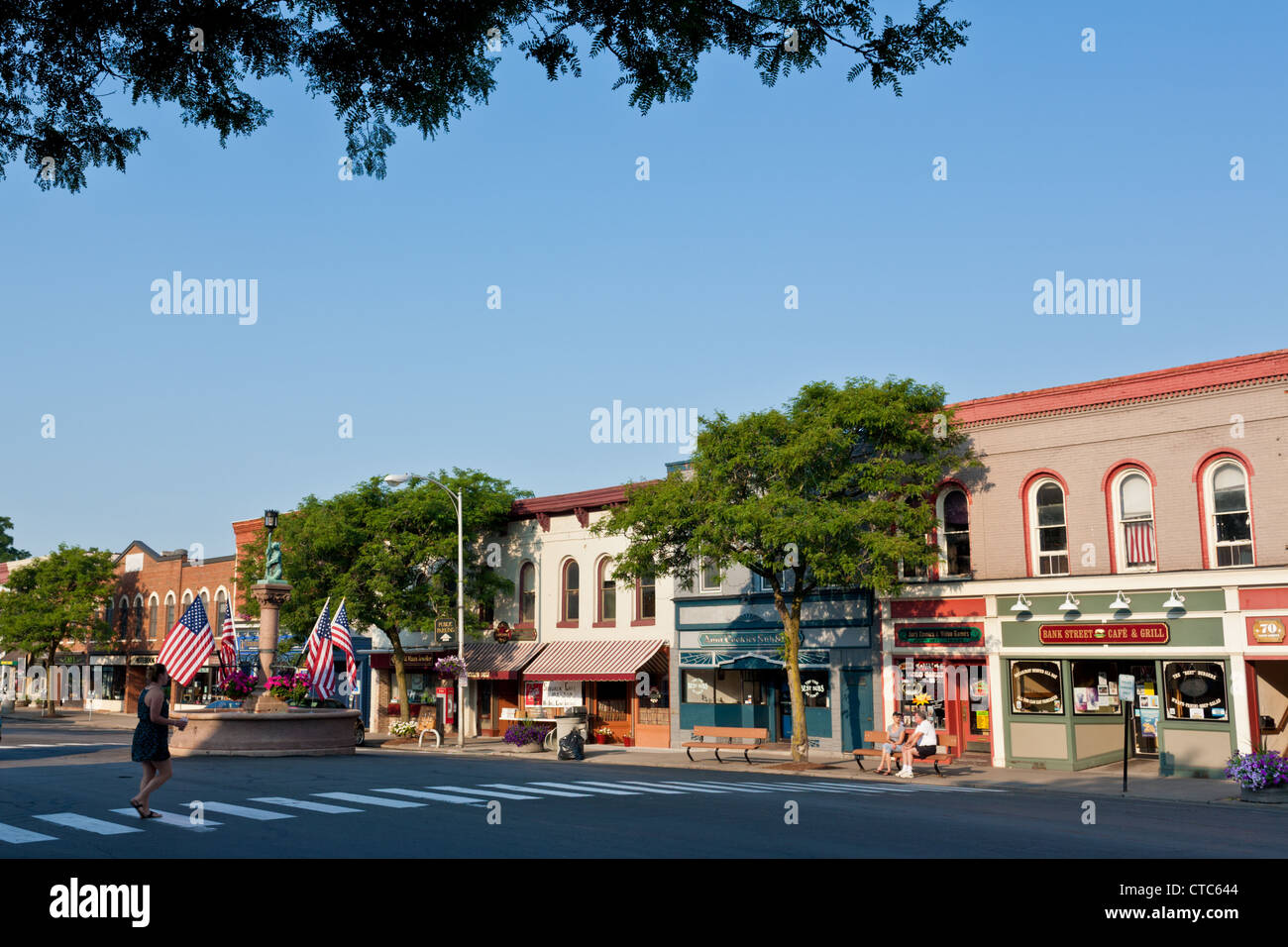The Bear Fountain anchors business district of Geneseo, New York State