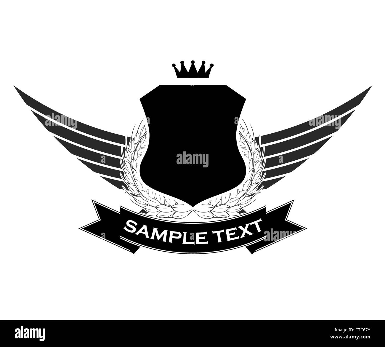 vintage emblem with wings and shield Stock Photo - Alamy