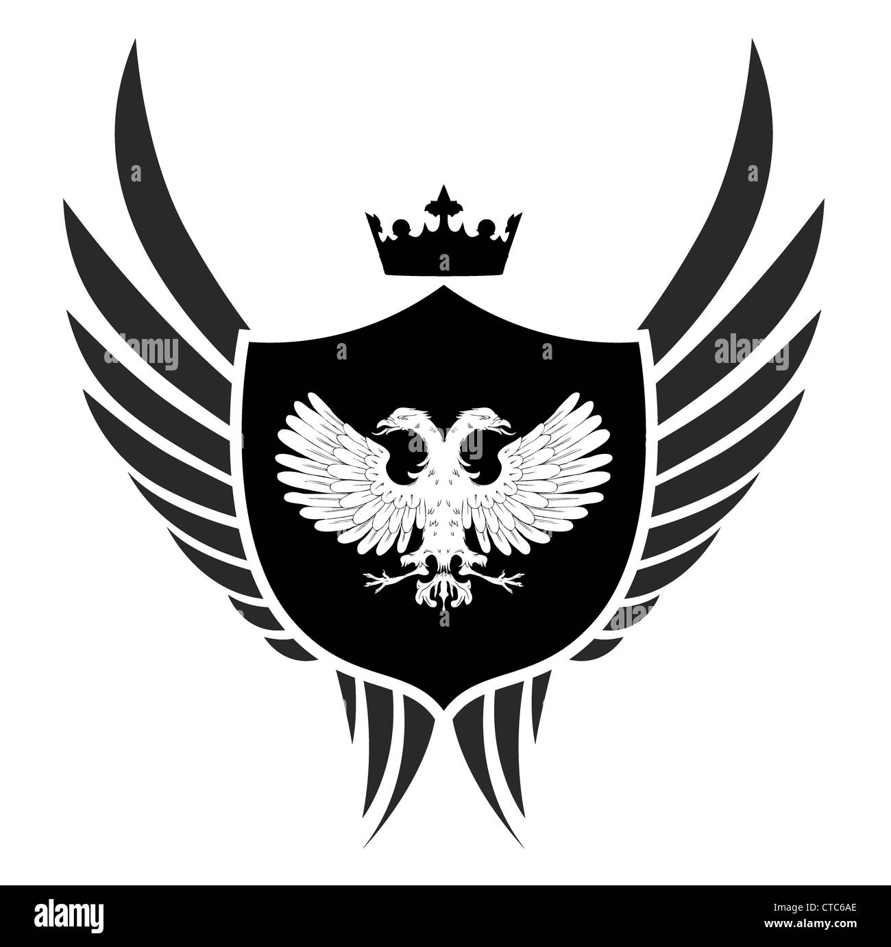 vintage emblem with wings and shield Stock Photo - Alamy