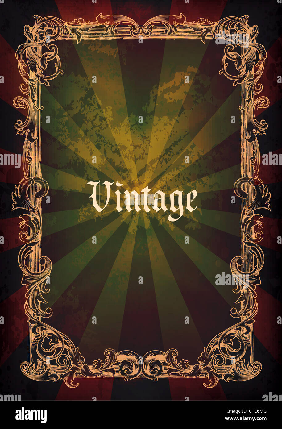 vintage floral frame vector illustration Stock Photo - Alamy