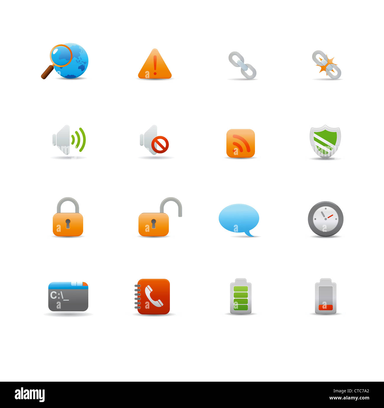 Vector illustration set of elegant simple icons for common computer ...