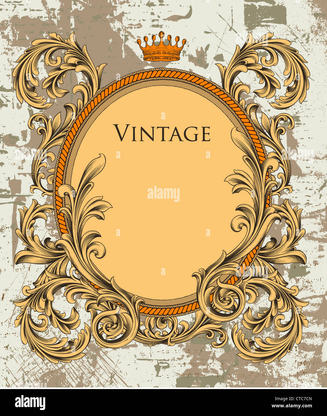 vintage floral frame vector illustration Stock Photo - Alamy