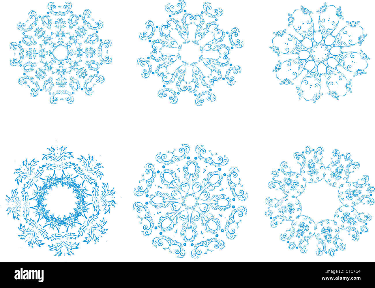 Vector illustration of icon set of 6 different snowflakes. Set-2 Stock ...