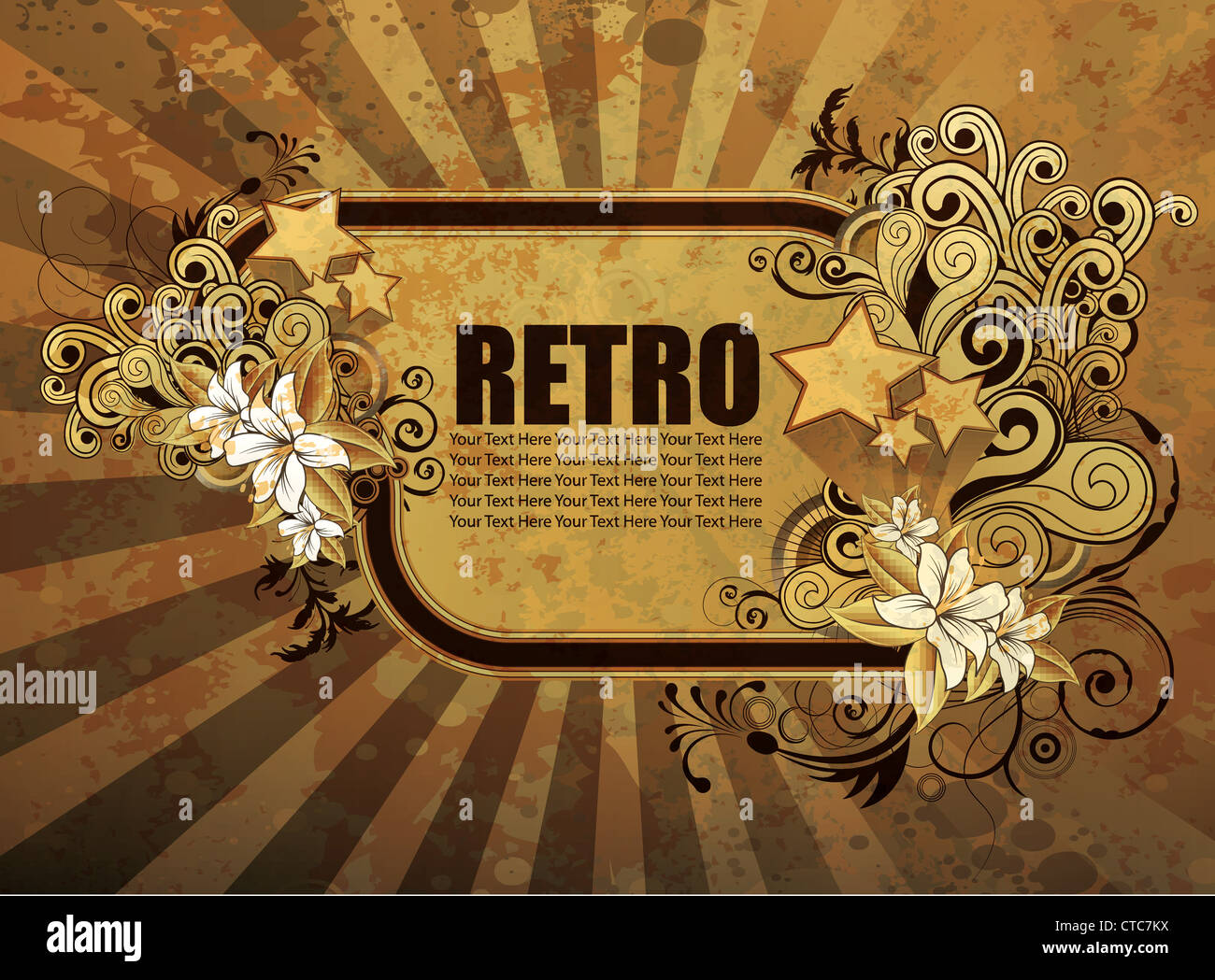 vector grunge retro floral frame Stock Photo - Alamy