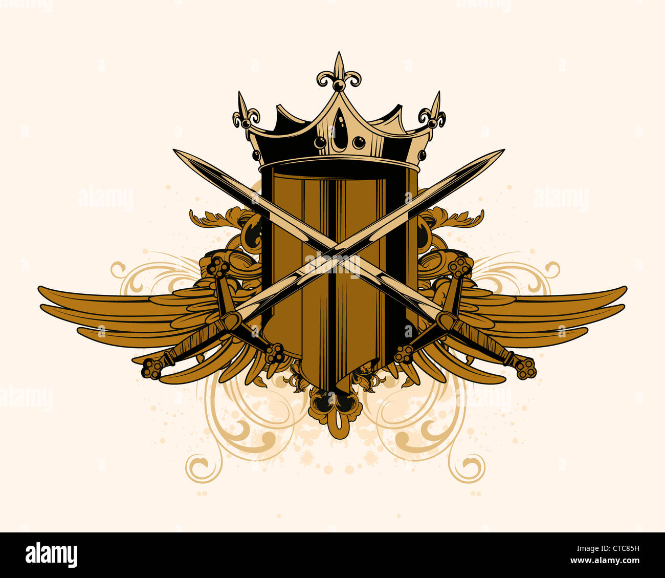 vector vintage emblem with shield and crown Stock Photo - Alamy