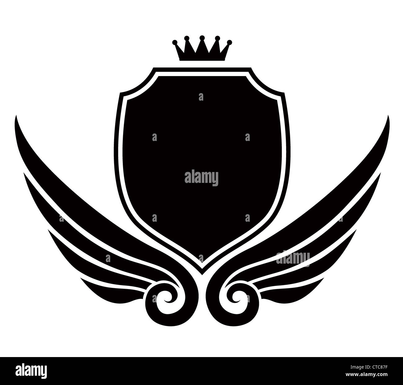 vector vintage emblem with shield and wings Stock Photo - Alamy