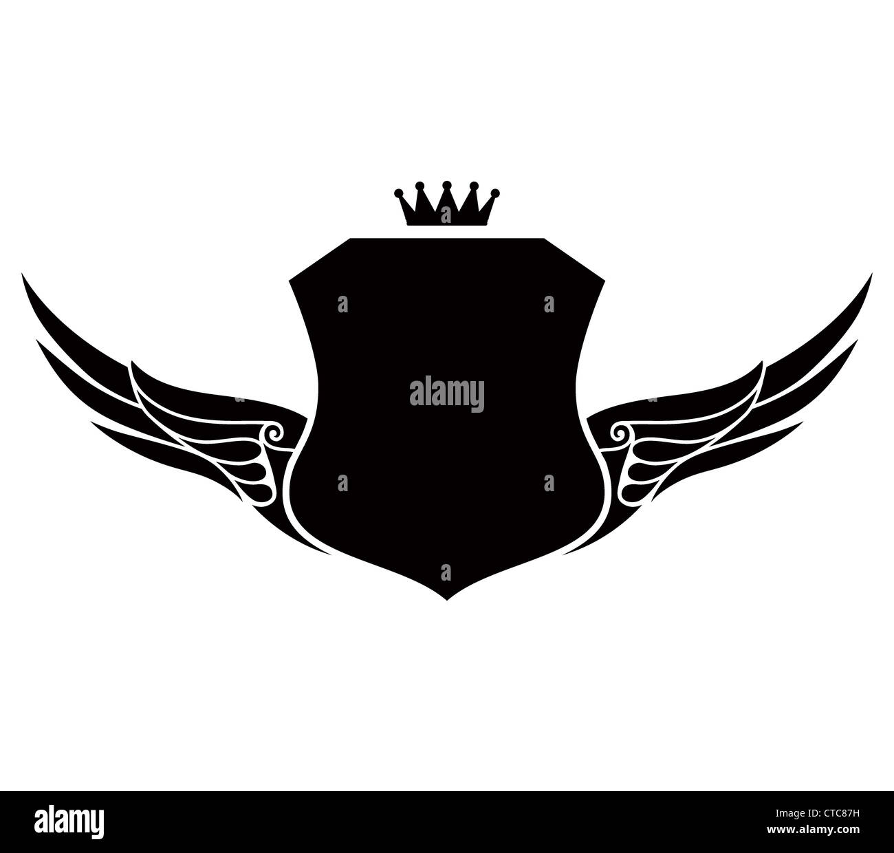 vector vintage emblem with shield and wings Stock Photo - Alamy