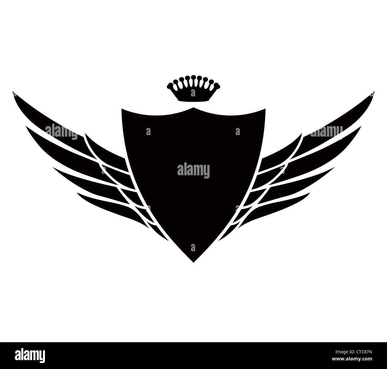 vector vintage emblem with shield and wings Stock Photo - Alamy