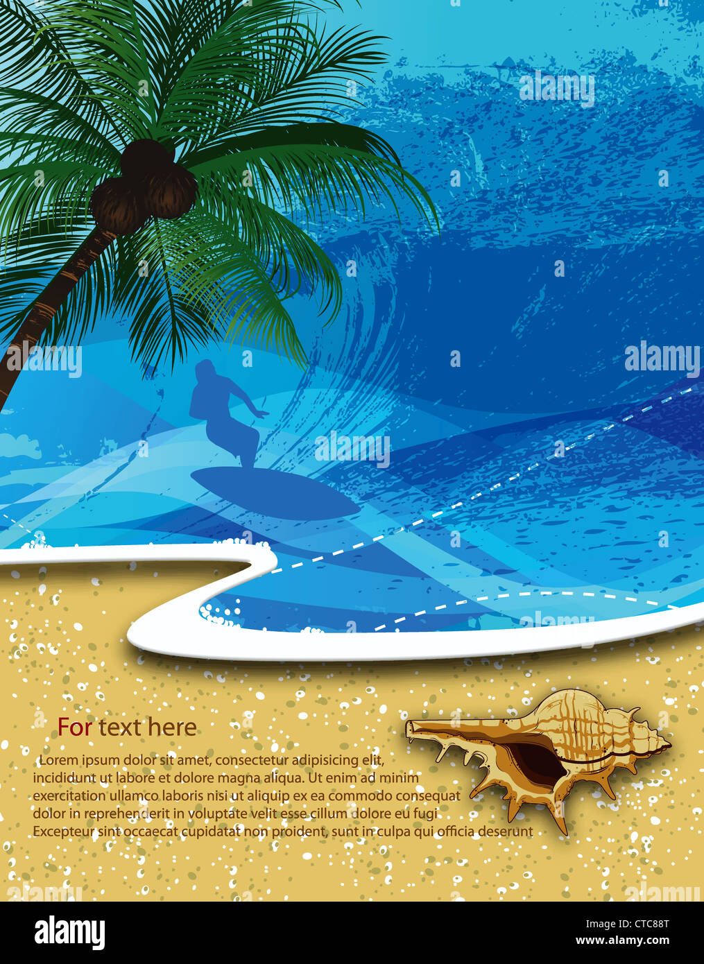 vector summer background with palm tree Stock Photo - Alamy