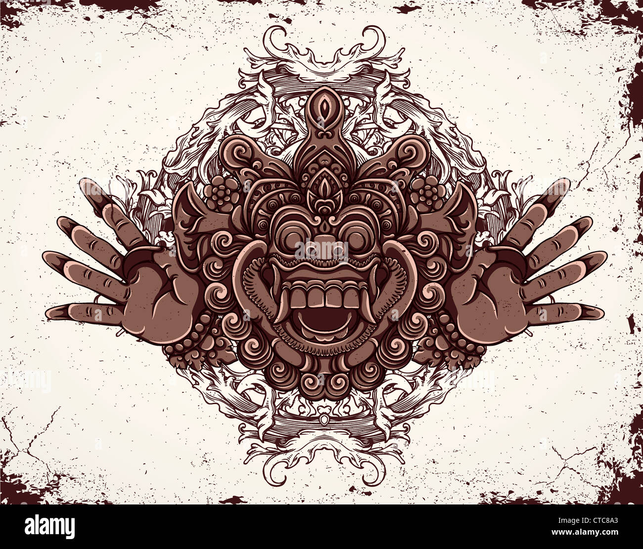 moster with floral vector illustration Stock Photo - Alamy