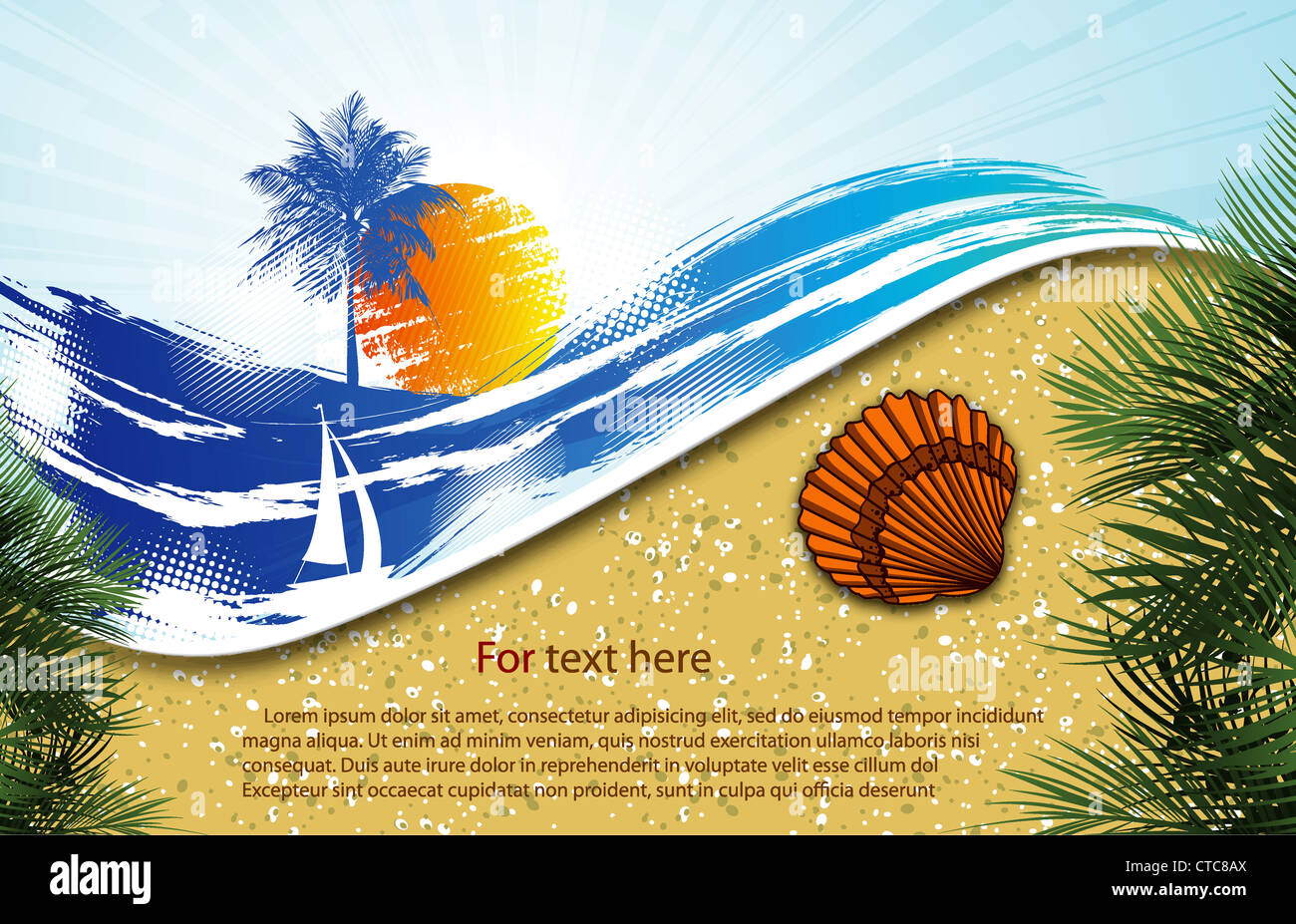 vector summer background with seashell Stock Photo - Alamy