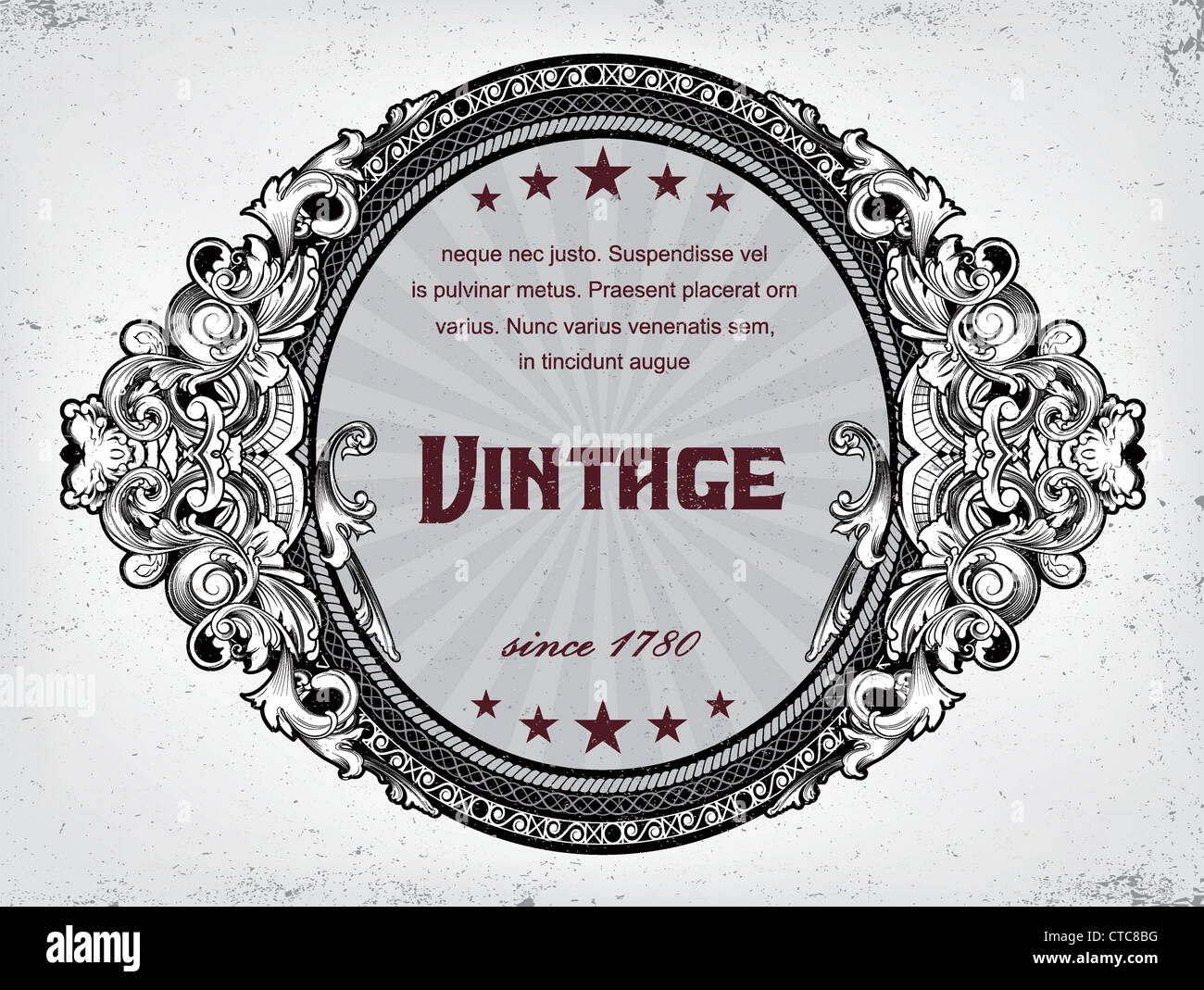 vector vintage label with floral Stock Photo - Alamy