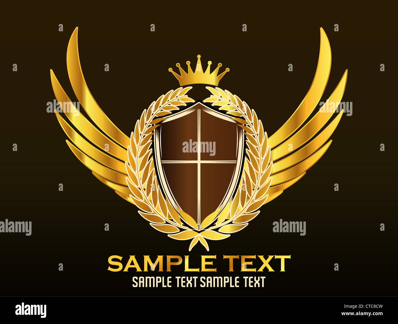 vector vintage emblem with shield and wings Stock Photo Alamy