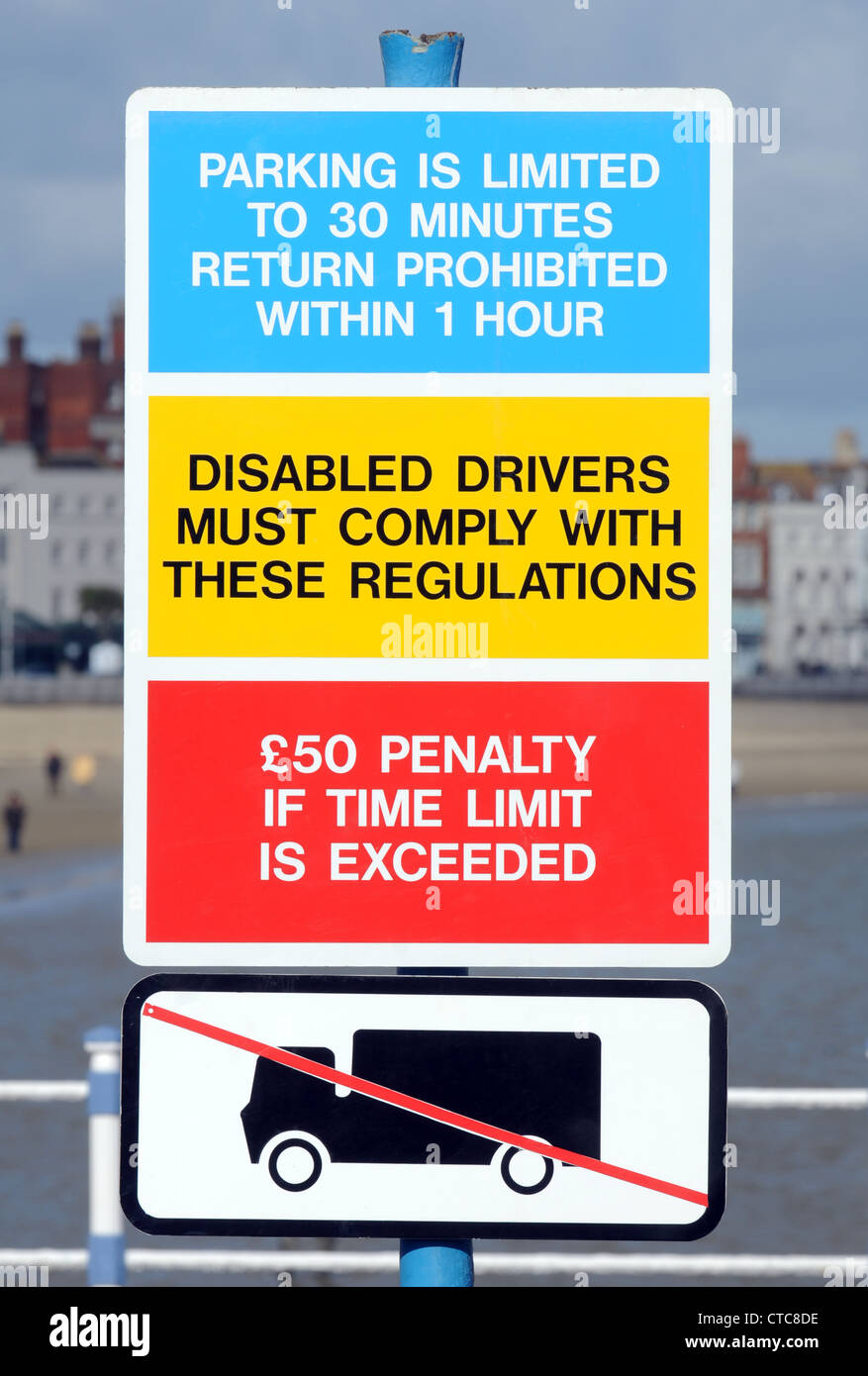Parking restriction sign, UK Stock Photo Alamy