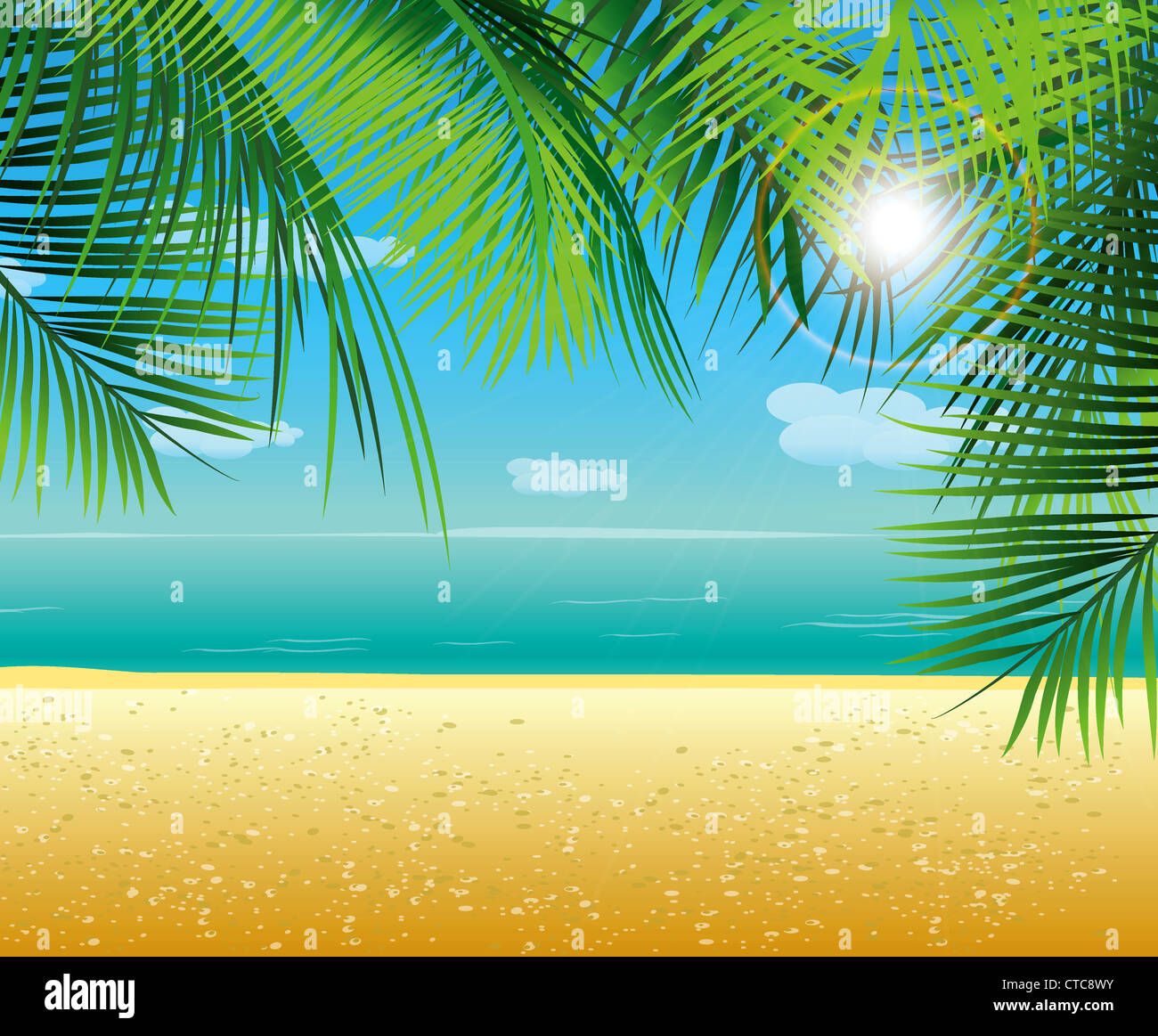 vector summer background with palm leaves Stock Photo - Alamy