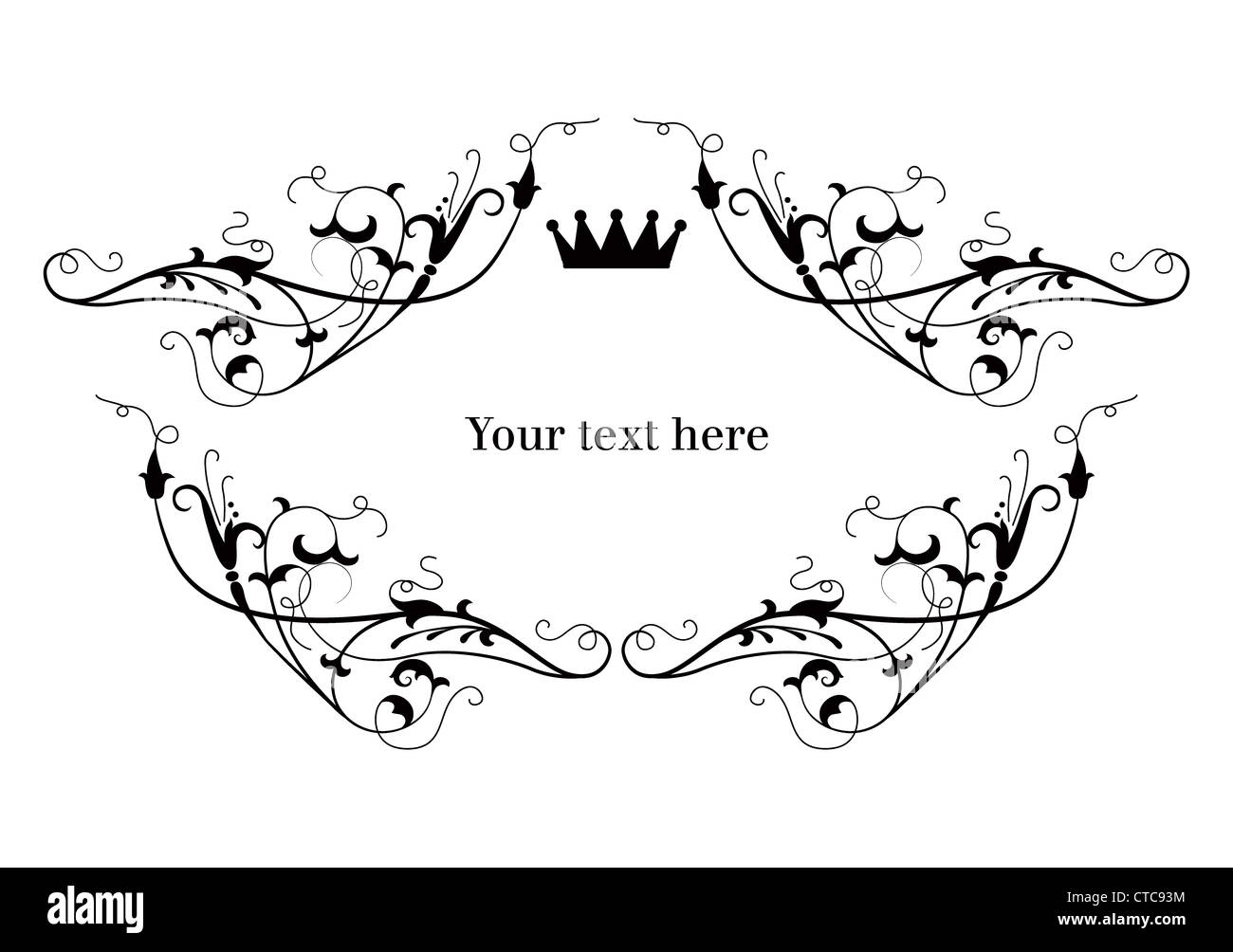 vector illustration of a vintage floral frame Stock Photo - Alamy