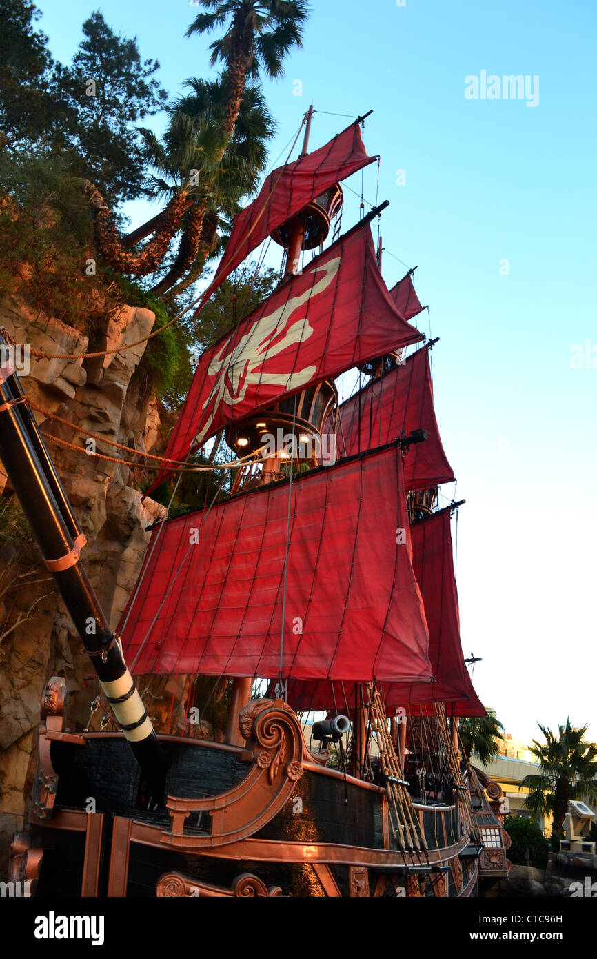 Pirate Ship from the set of the Sirens of Treasure Island Show on the Las Vegas Strip Stock Photo