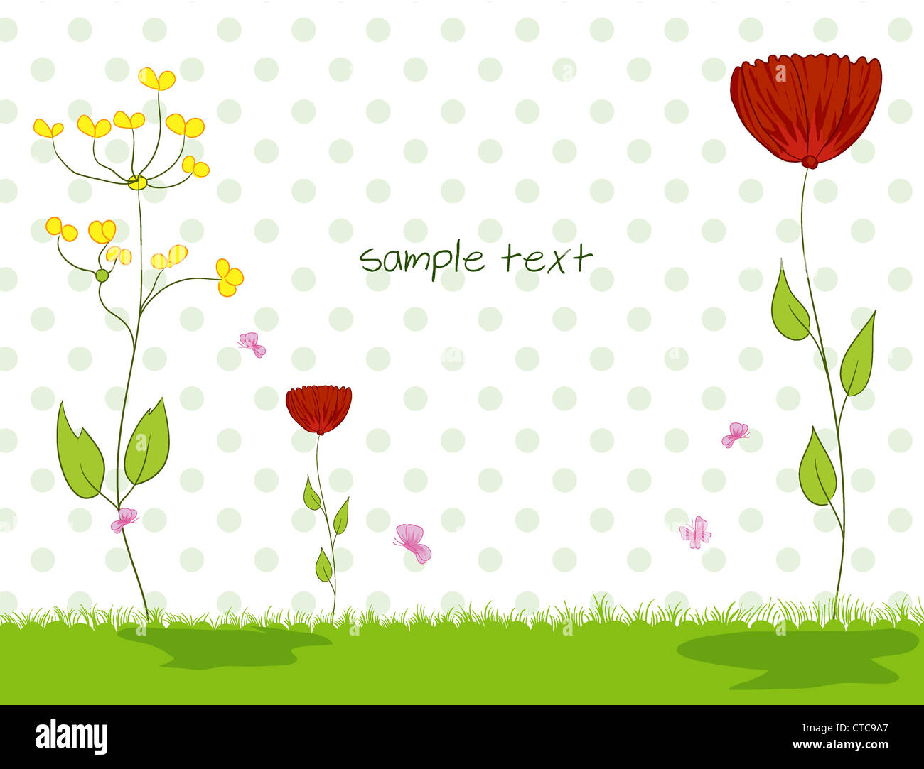 vector flowers with butterflies Stock Photo - Alamy