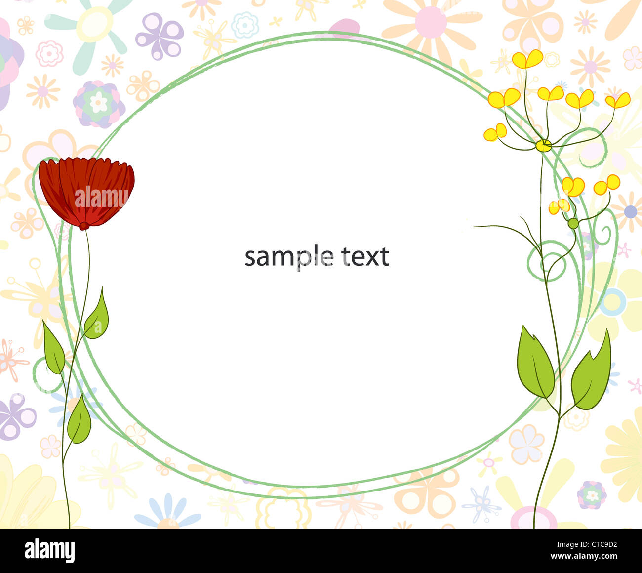 frame with flowers vector illustration Stock Photo - Alamy