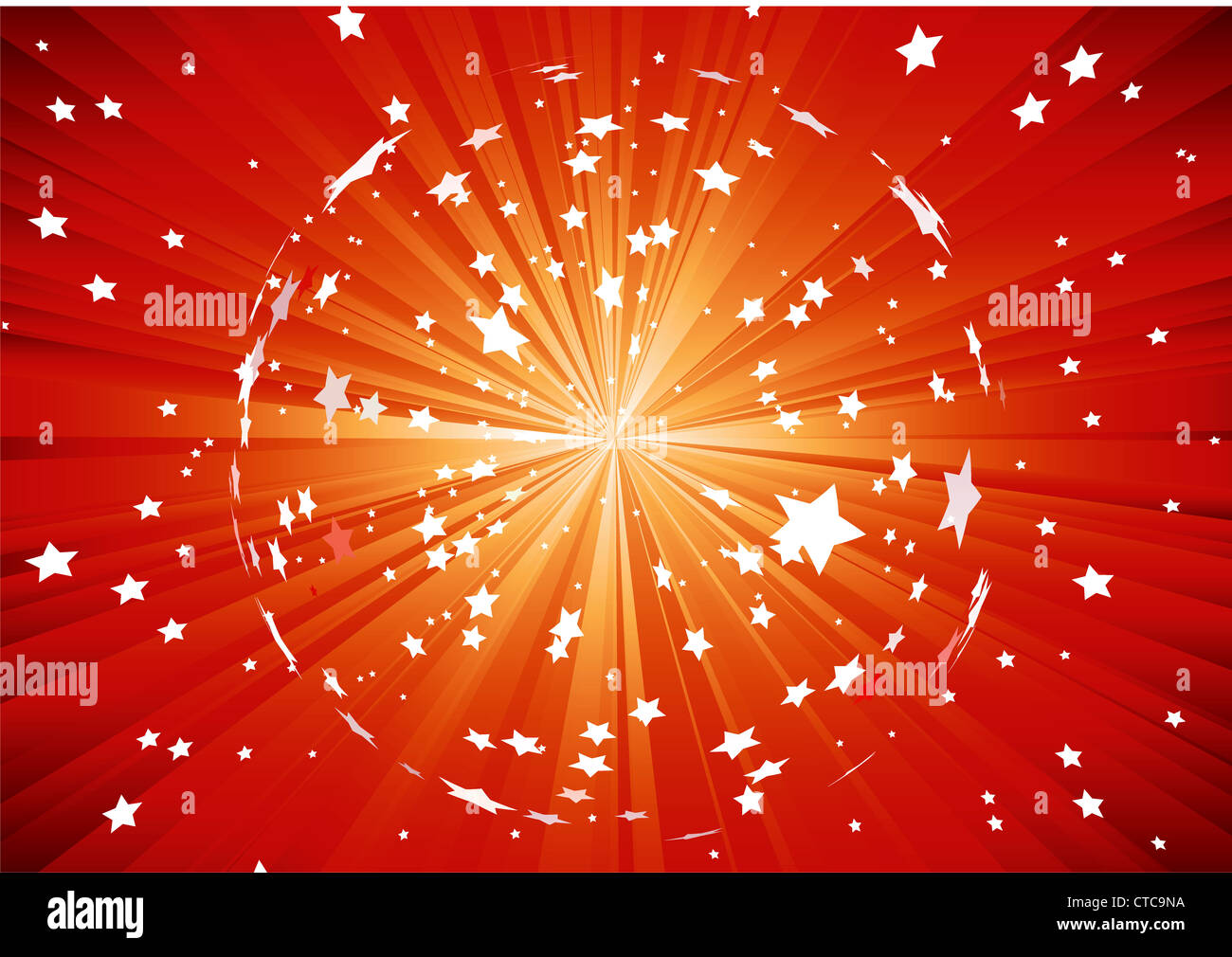 Vector illustration of red background with light rays and burst of ...