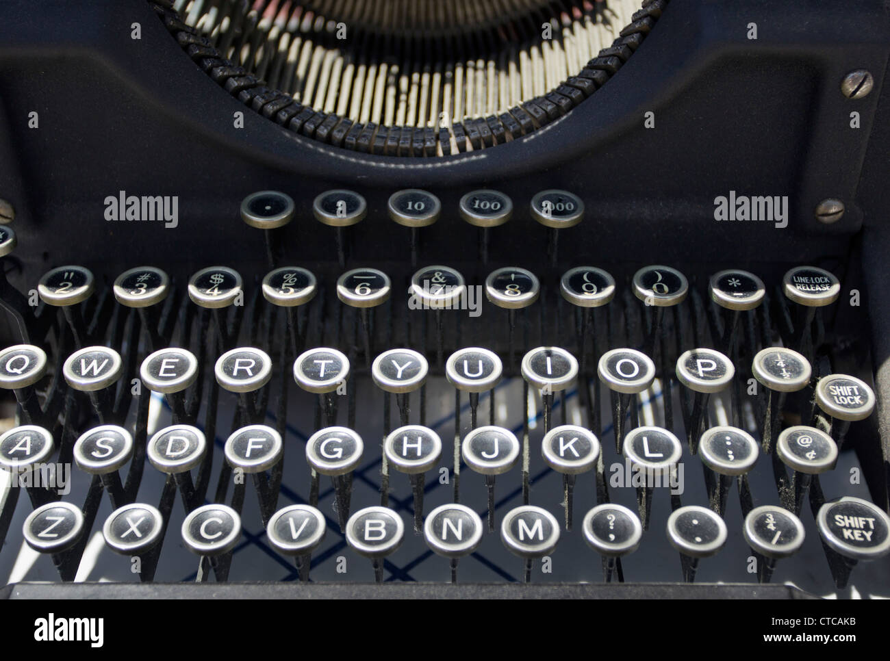 An old typewriter at a flea market in Brooklyn, New York Stock Photo