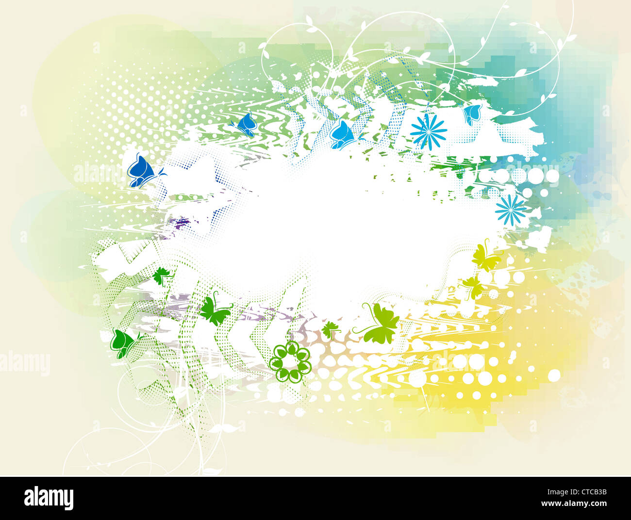 butterflies with grunge vector illustration Stock Photo - Alamy