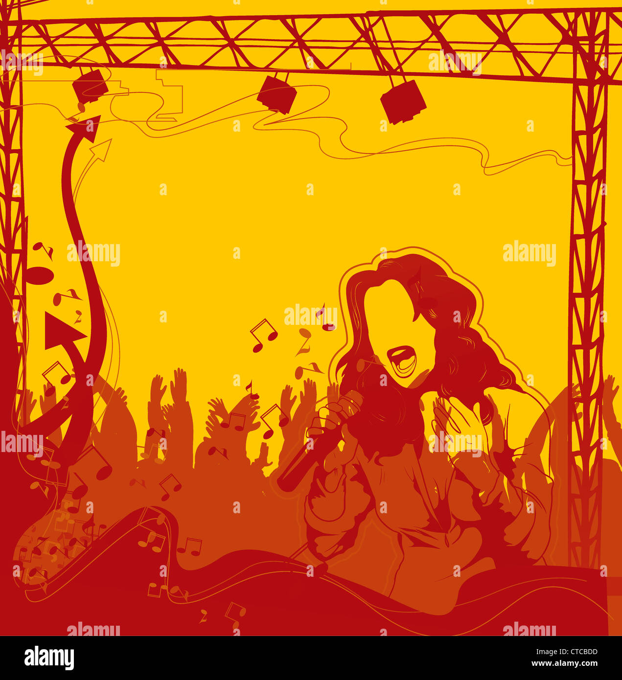 vector concert poster with singer Stock Photo - Alamy