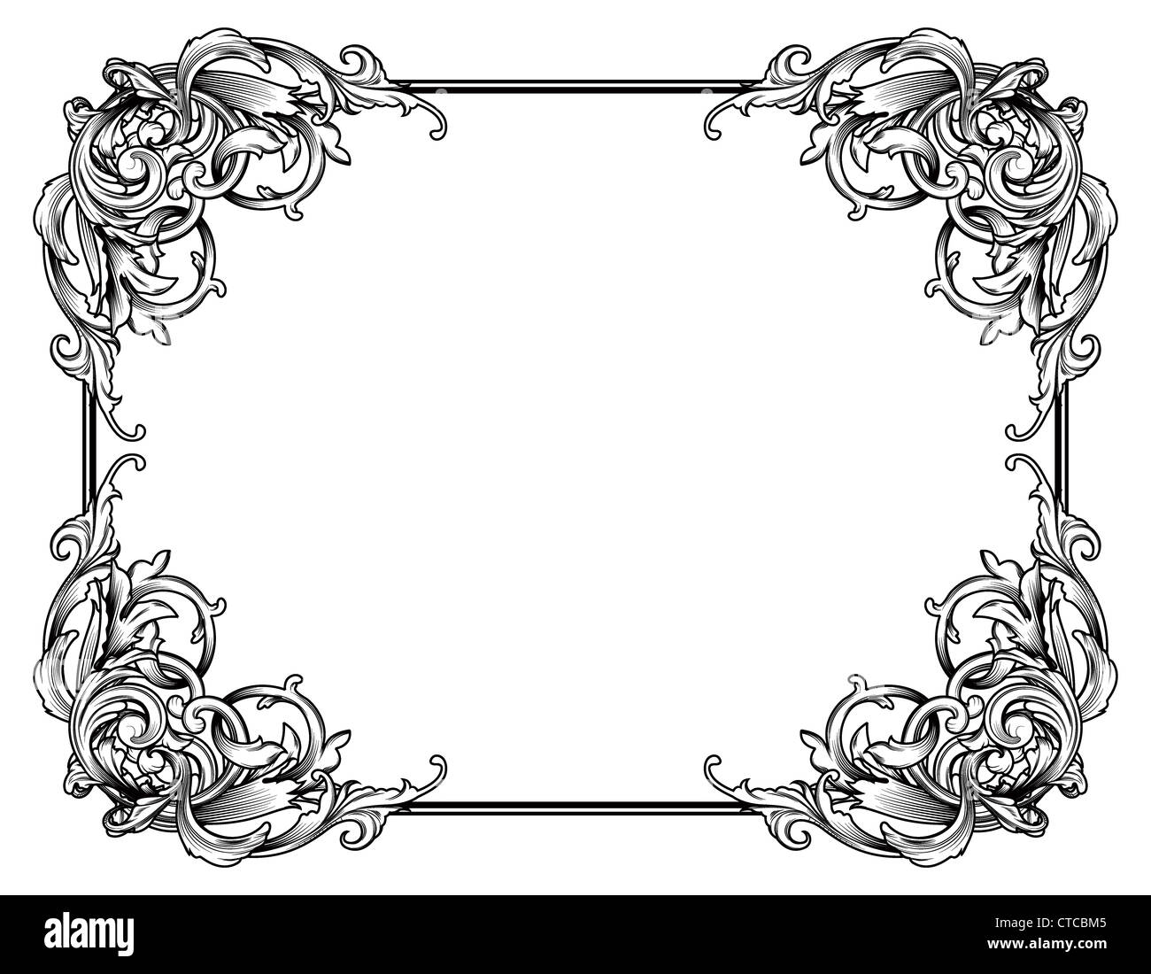 vintage floral frame vector illustration Stock Photo - Alamy