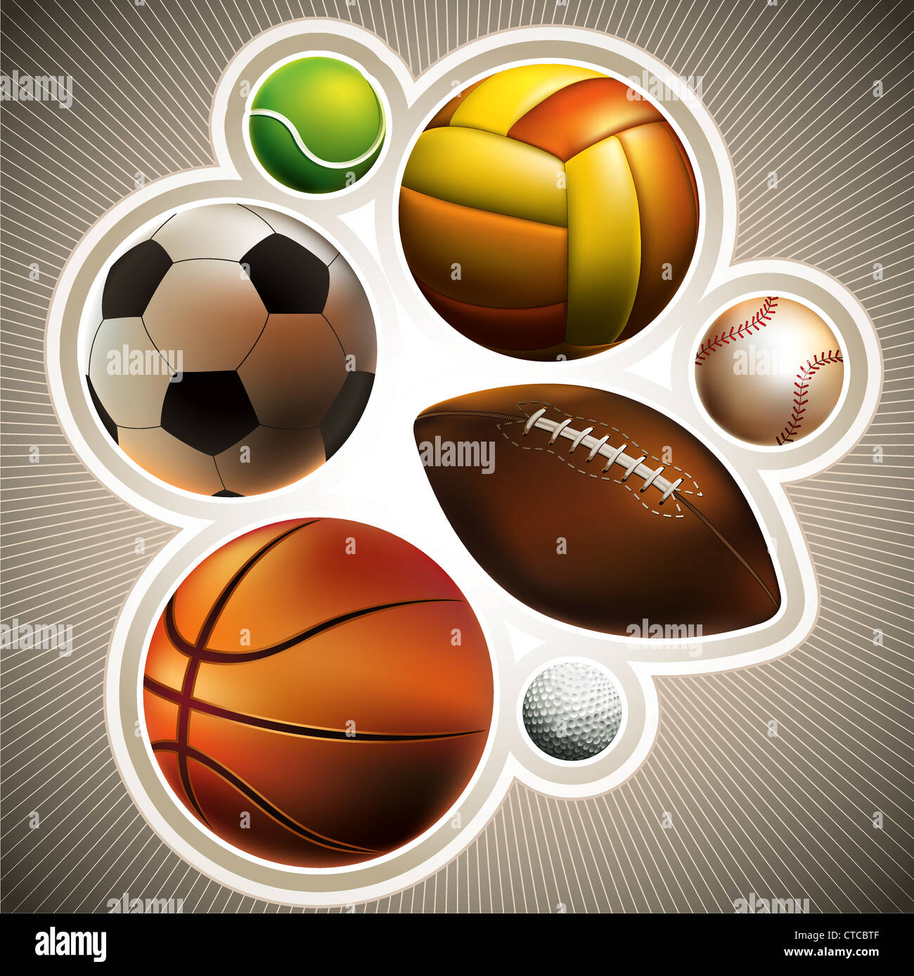 Composed set of different balls Stock Photo