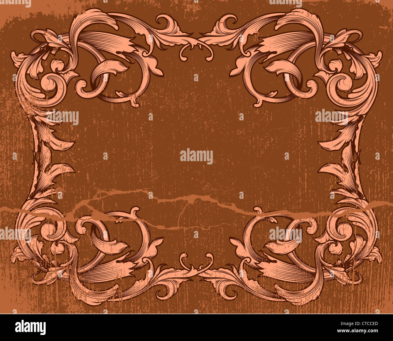 vintage grunge floral frame vector illustration Stock Photo - Alamy