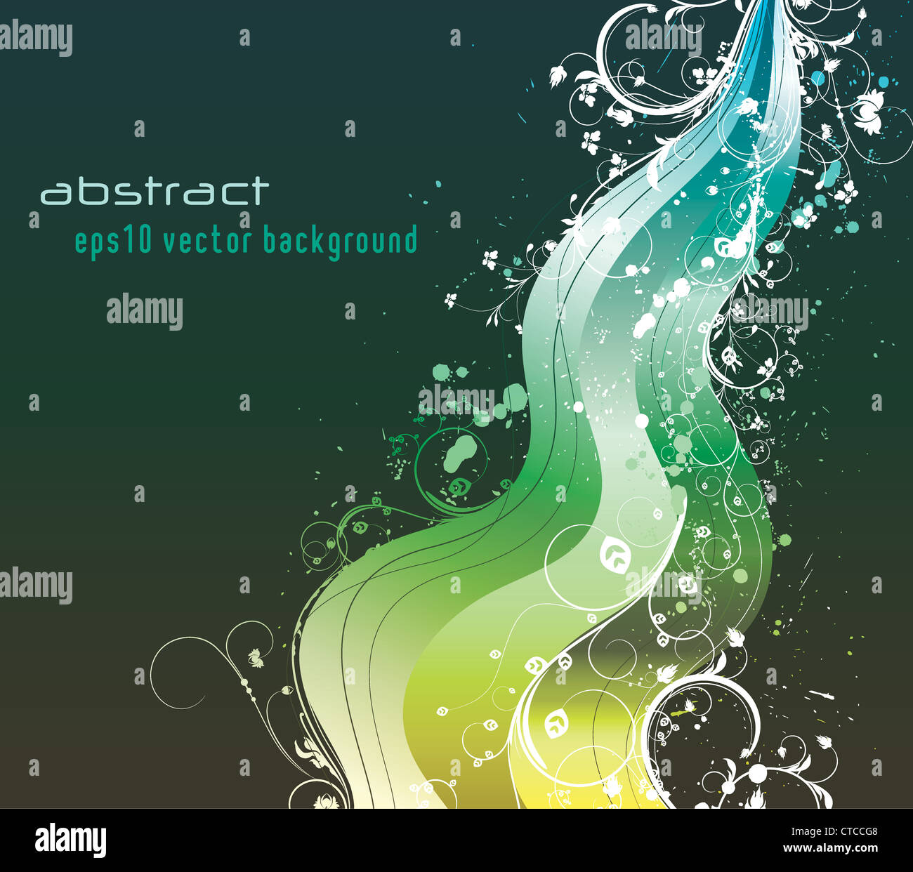 vector background with wave and floral Stock Photo - Alamy