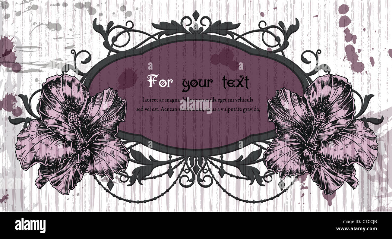 vintage floral frame vector illustration Stock Photo - Alamy