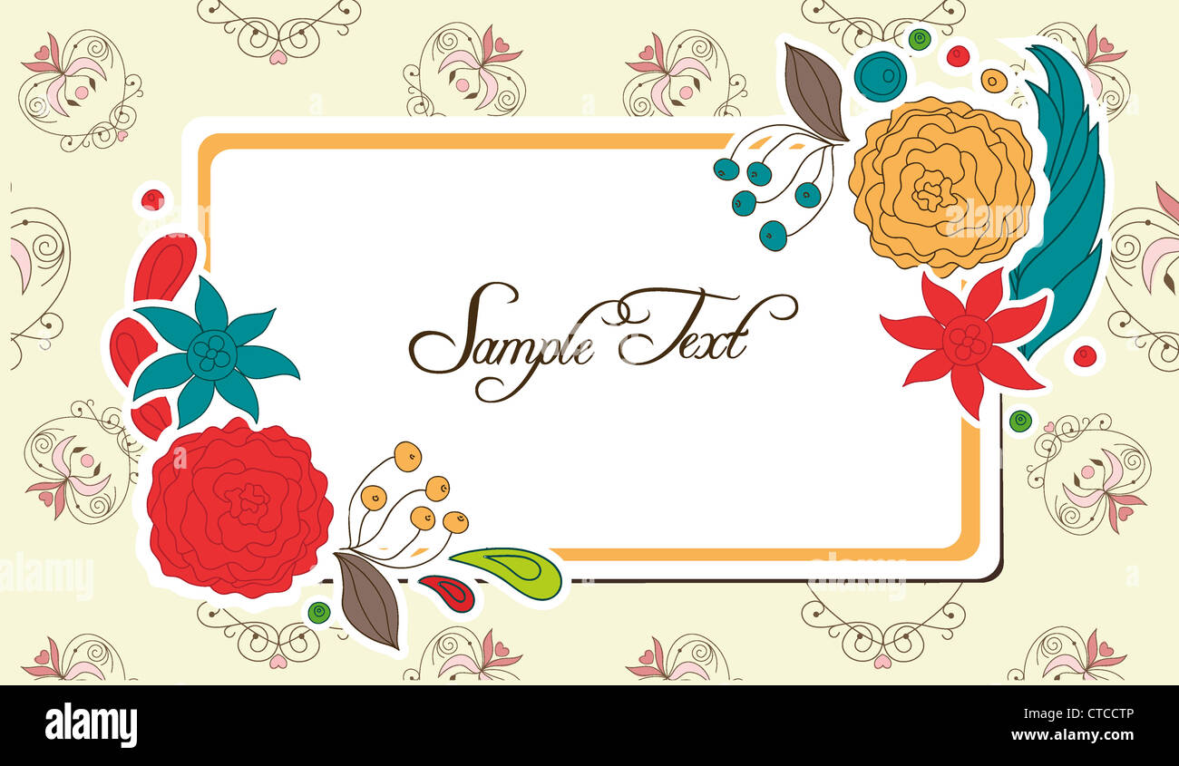 frame with floral vector illustration Stock Photo - Alamy