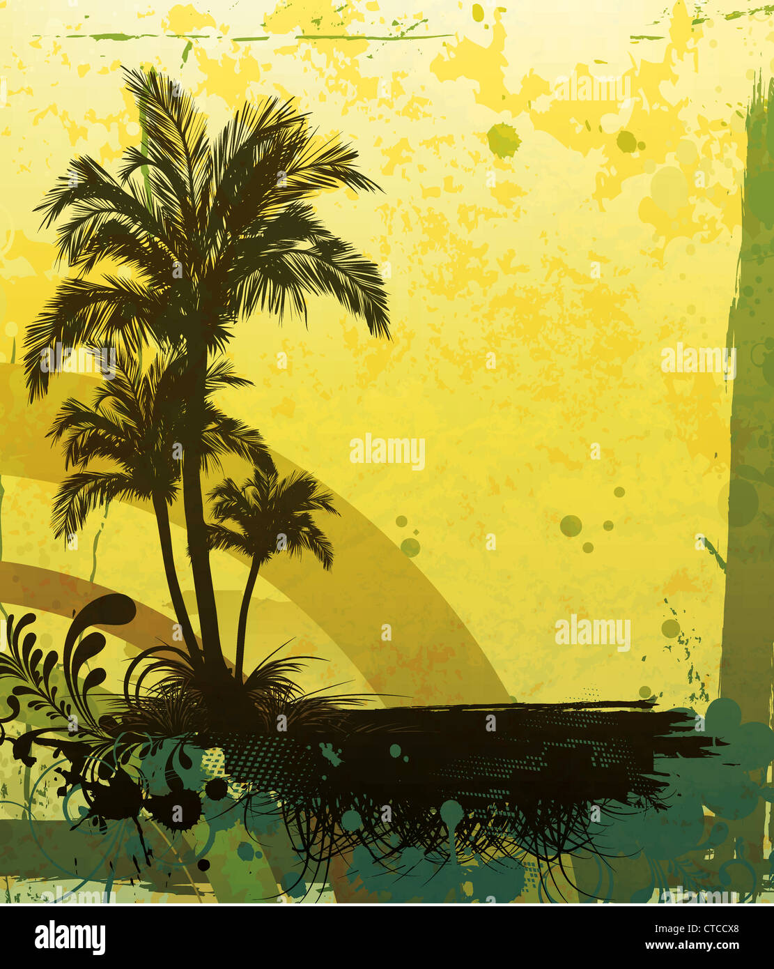 vector summer background with palm trees Stock Photo - Alamy