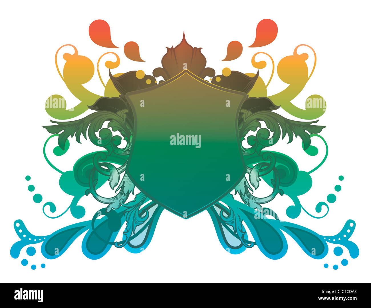 vector illustration with shield and floral Stock Photo - Alamy