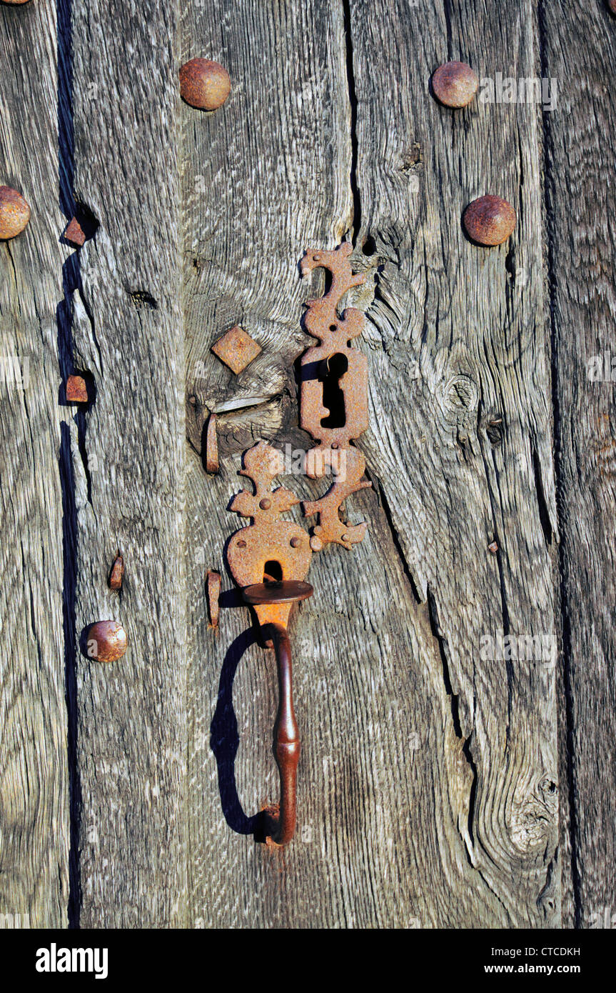 Church door lock, France Stock Photo Alamy