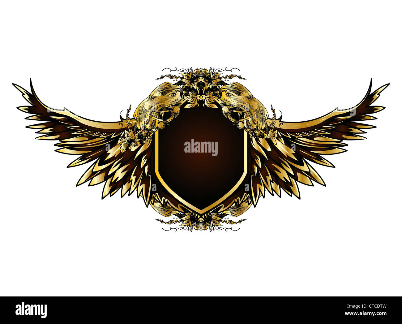 vector vintage emblem with shield and wings Stock Photo - Alamy