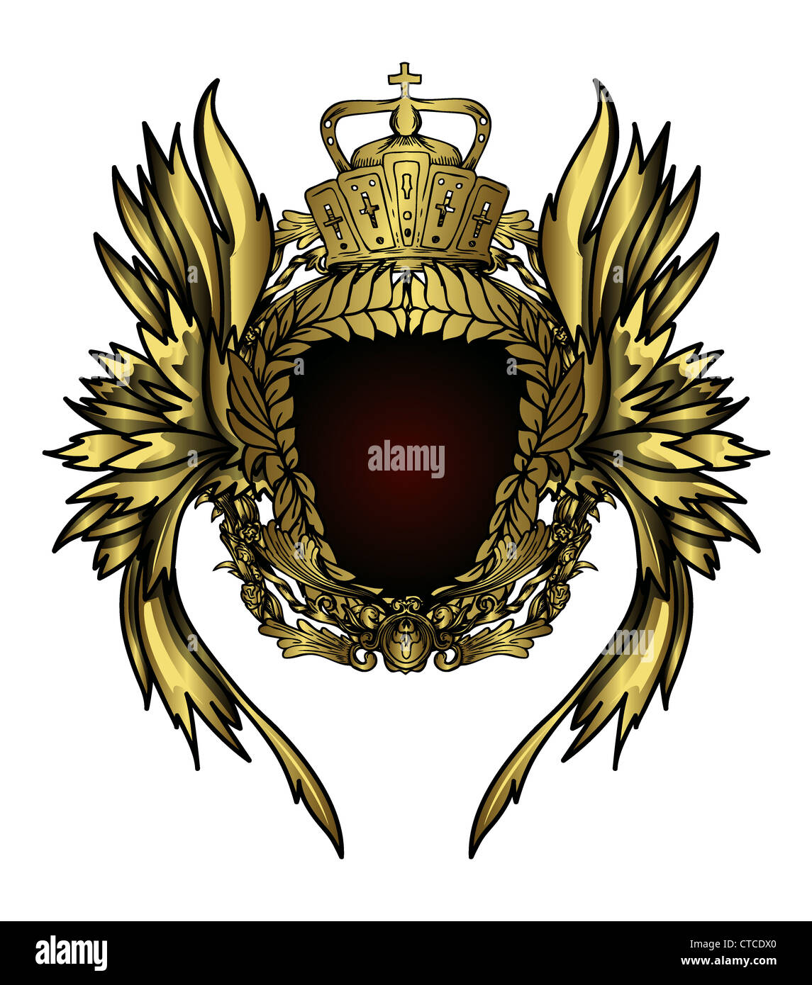vector vintage emblem with shield and wings Stock Photo - Alamy