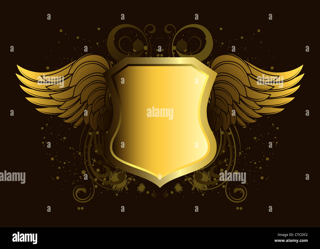 vector vintage emblem with shield and wings Stock Photo - Alamy