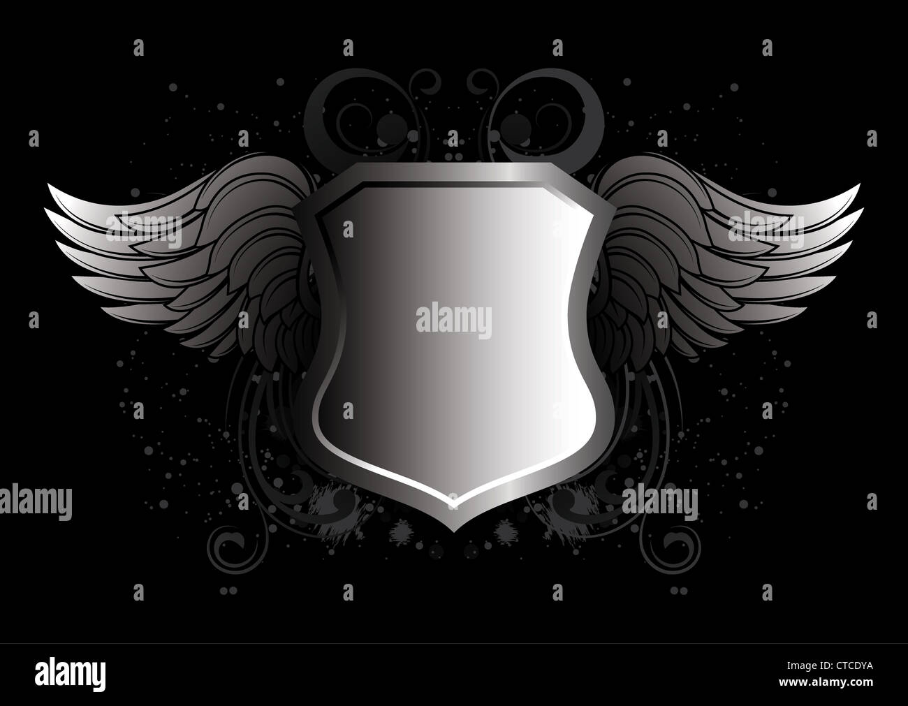 vector vintage emblem with shield and wings Stock Photo Alamy