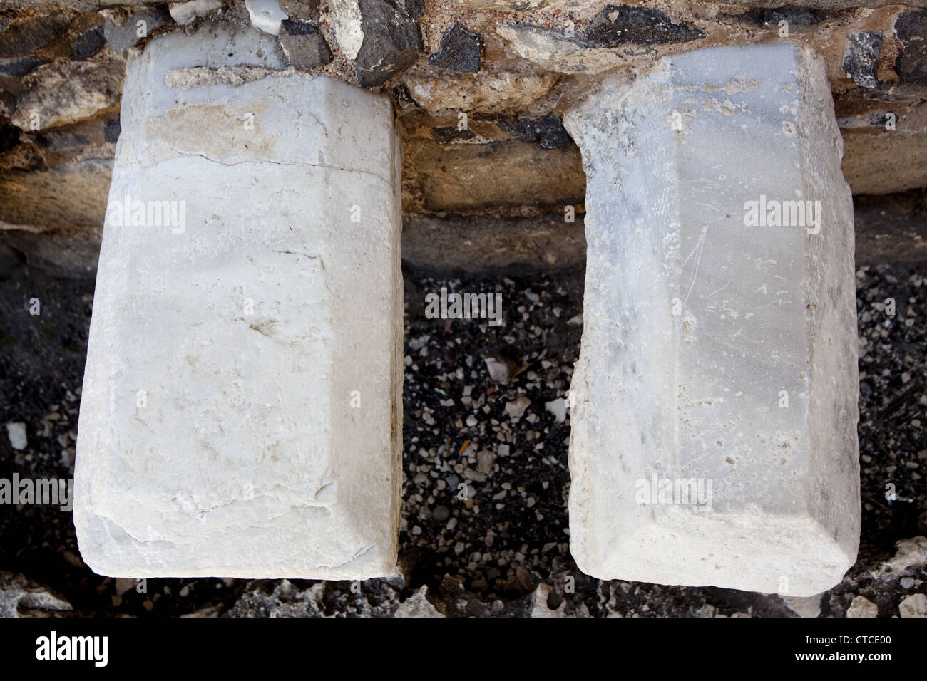 Toilet seat in the communal latrine at the Beit She'an Archaeological Site, Israel Stock Photo