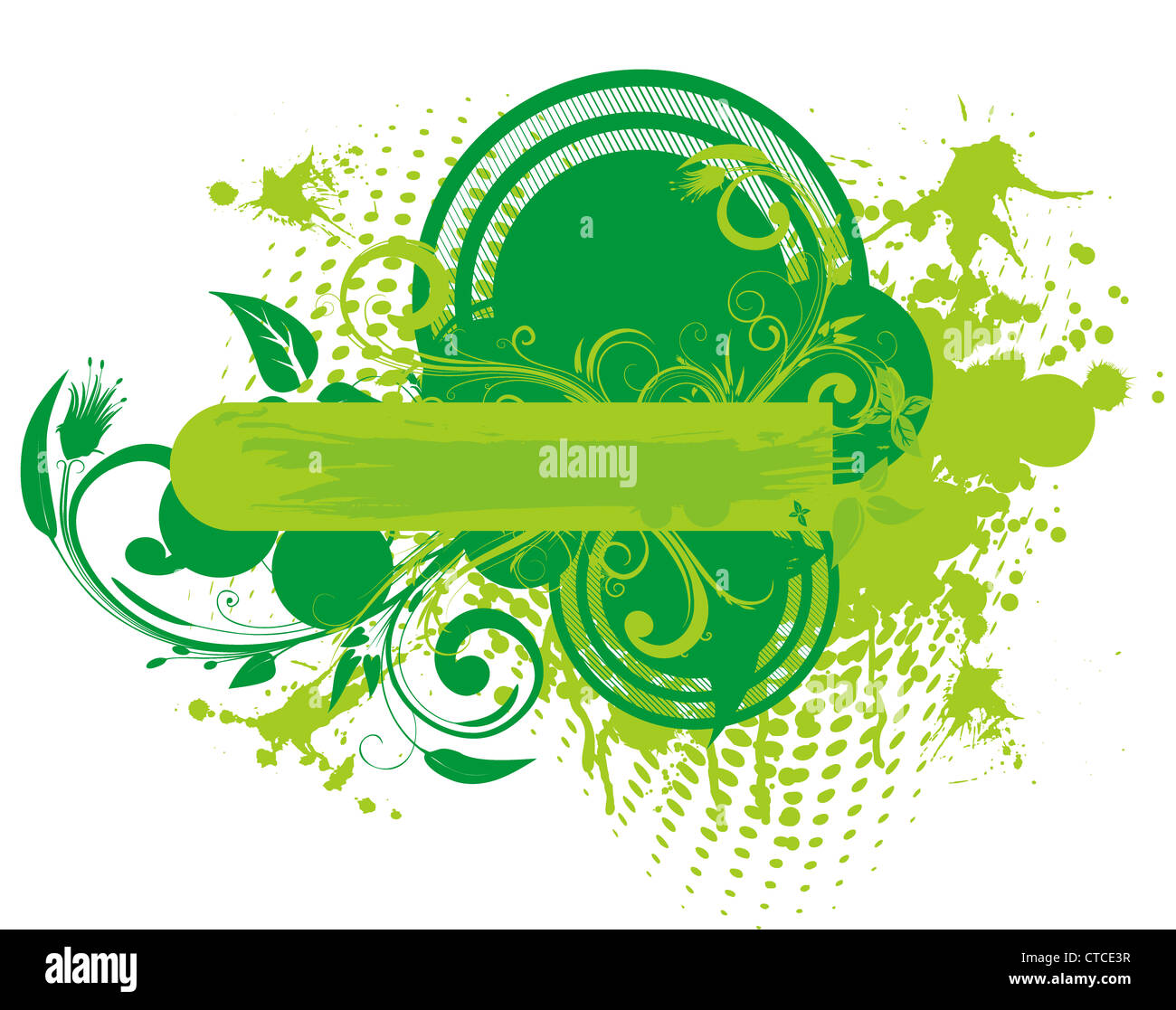 floral frame with grunge vector illustration Stock Photo - Alamy