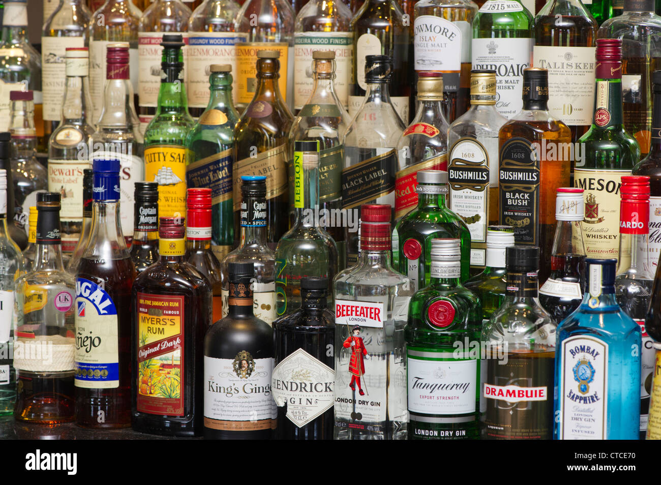Spirit bottles at a bar Stock Photo Alamy