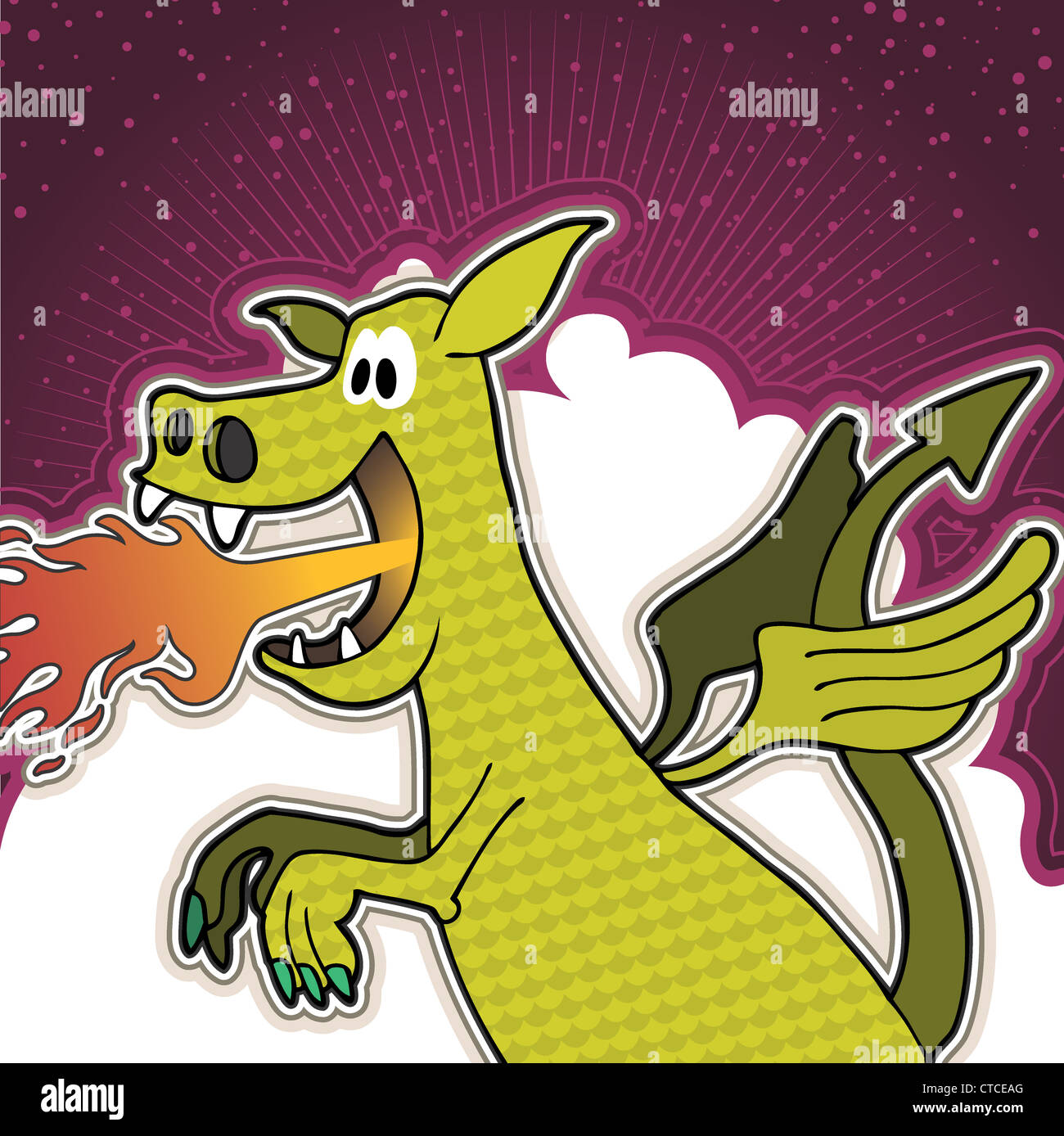 Illustrated funny dragon background Stock Photo